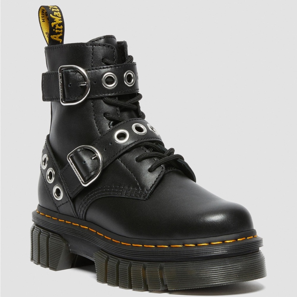 AUDRICK HARDWARE LEATHER PLATFORM BOOTS